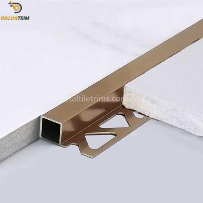 Box Closed Edge Metal Tile Trims Polish Rose Gold Color 10mm Size